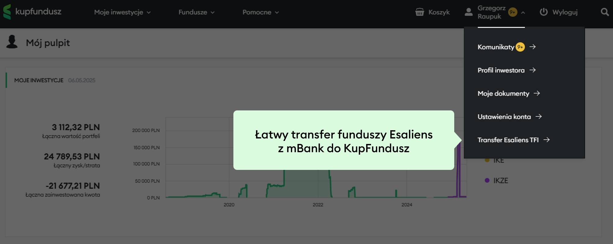 Transfer rejsterów Esaliens na KupFundusz.pl
