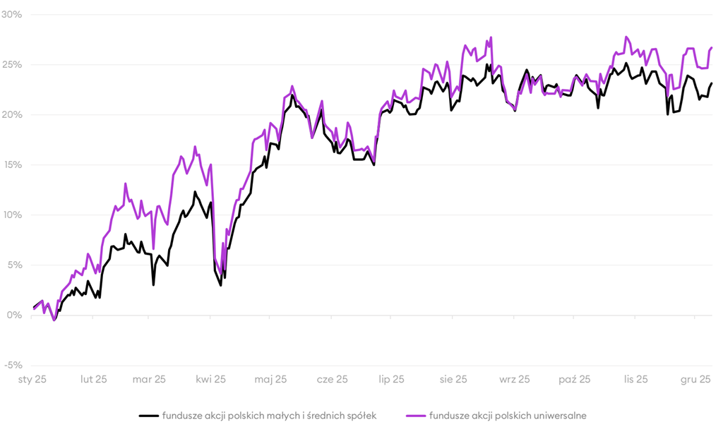 Wyniki funduszy akcji w 2025 roku